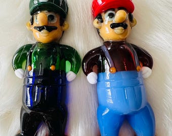 Luigi, Mario Glass Hand Pipe, High Quality Pipe, Gift Pipe, Collectable Pipe