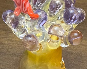 King Frog and Coral Sea Glass Hand Pipe, Collectable Pipe, Gift Pipe, High Quality Pipe