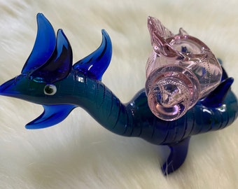 Blue Sea Shell Dragon Glass Hand Pipe,Gift Pipe,Collectable Pipe,High Quality Pipe