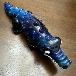 Blue Alligator Glass Hand Pipe, Collectable Pipe, High Quality Pipe