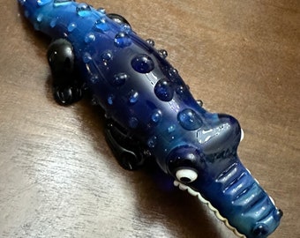 Blue Alligator Glass Hand Pipe, Collectable Pipe, High Quality Pipe