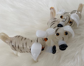 White Dalmatian Dog Glass Hand Pipe Collectable Pipe, Gift Pipe