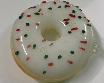 Yellow Sprinkle Donut Glass Hand Pipe,High Quality Pipe, Gift Pipe, Collectable Pipe