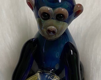 Blue Monkey Bowl Glass Hand Pipe, Collectable Pipe, High Quality pipe