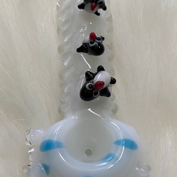 Little Penguins & Bear Glass Hand Pipe,High Quality Pipe, Collectable Pipe, Gift Pipe