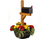 SnapPot® Mailbox Planter Box - Resin Planter Extra Large Flower Pot Wraps for a Deck Post or Mail Boxes with Post - Tuxedo Black Planter Kit