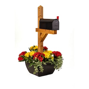 SnapPot® Mailbox Planter Box - Resin Planter Extra Large Flower Pot Wraps for a Deck Post or Mail Boxes with Post - Tuxedo Black Planter Kit