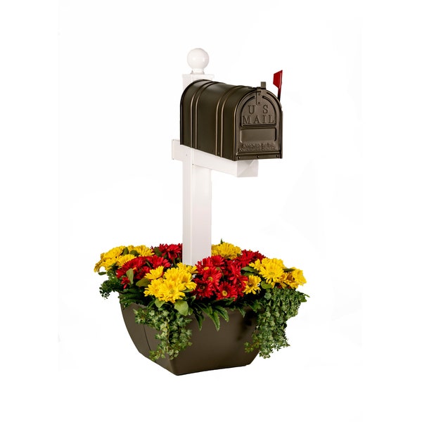 SnapPot® Mailbox Planter Box -Resin Planter Extra Large Flower Pot Wraps for a Deck Post or Mail Boxes with Post - Deep Earth Brown Planter