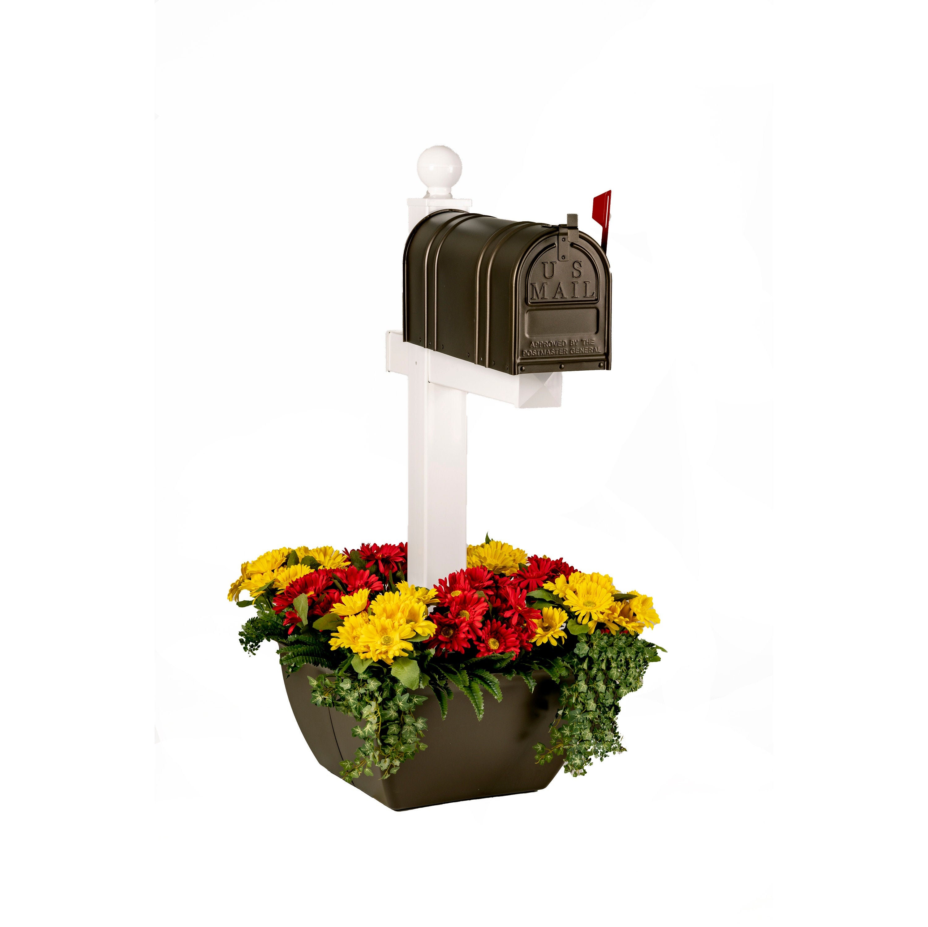 Snappot Mailbox Post Planter Brown, Flower Pots That Go Around A Pole