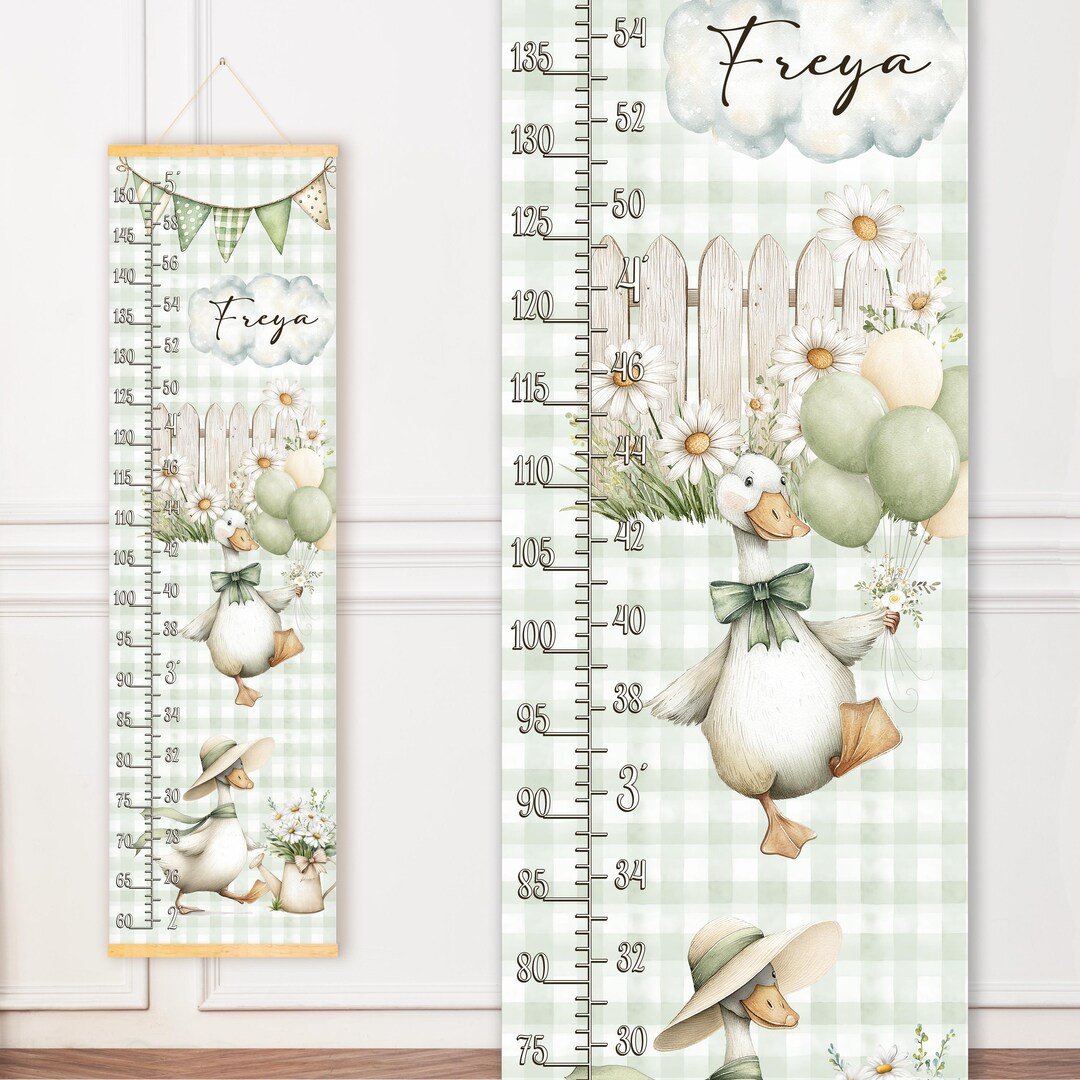 Silly Ruler Personalized Growth Chart Canvas: Silly Goose Duck Height Ruler, Custom ...