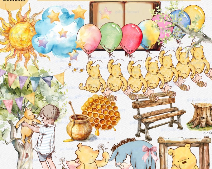 Winnie the Pooh ClipArt/ 25 Diseños SVG/ Winnie the Pooh clásico ...