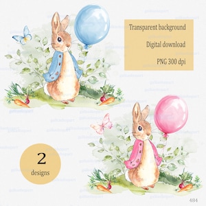 2 Farben Peter Rabbit Illustration, Flopsie das Dorf, Bunny Illustration, Babyparty und Kinderparty, Frühlingsgarten mit Gemüse, Clipart png