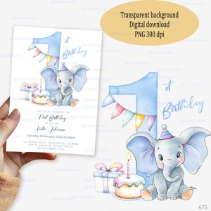 Diseño de sublimación para primer cumpleaños "Pequeño elefante de circo", primer nacimiento, niño, hijo, nieto, sobrino, acuarela de animalito PNG.