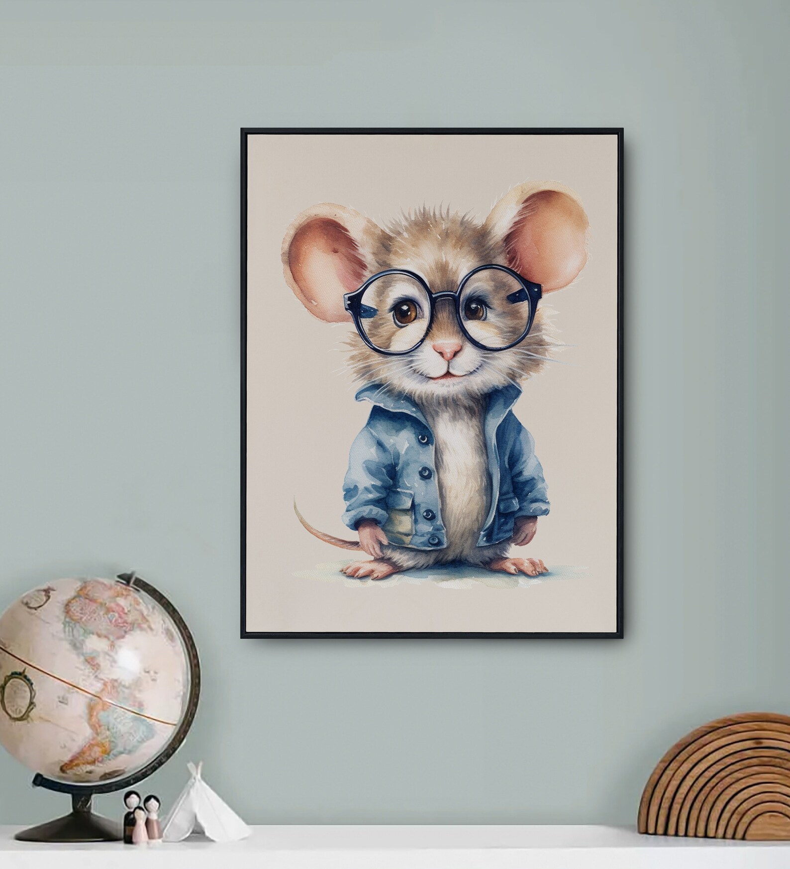 Watercolor Mouse in Glasses Clipart: Adorable Cartoon Image - Etsy