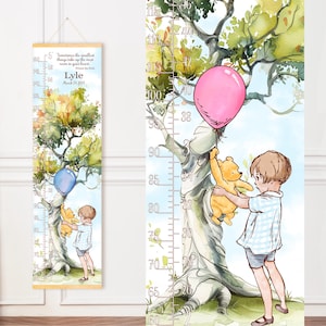 Winnie Puuh & Christopher Robin nahe Baum: Messlatte, Messlatte für das Kinderzimmer, Messlatte für Kinderzimmer