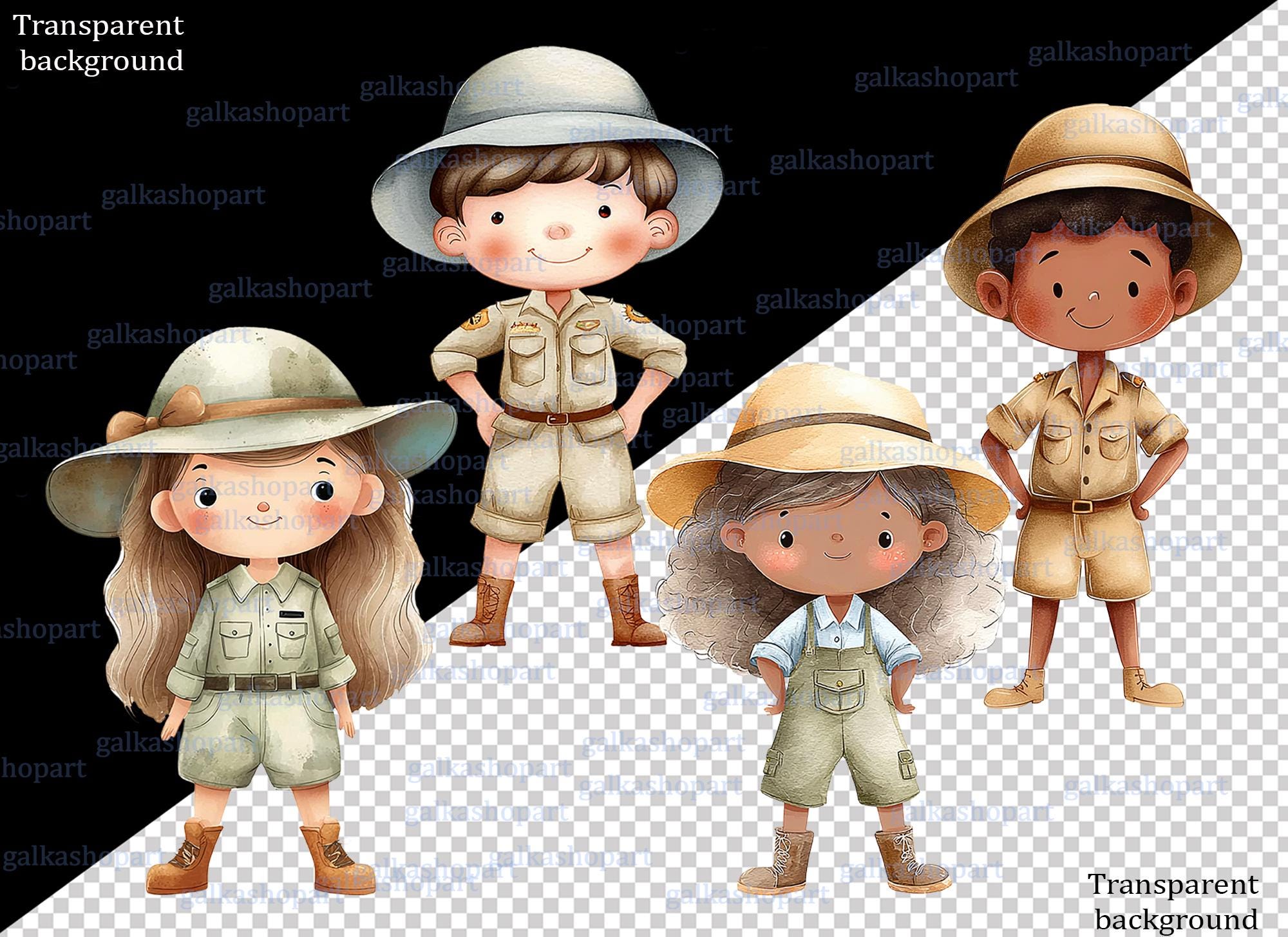 Safari Baby Animals Clipart: Watercolor Jungle Animals PNG Bundle, Lion ...