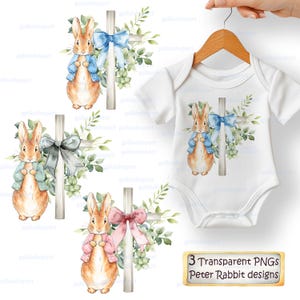 Peter Rabbit Baptism Clipart Set, Vintage Cross PNG Bundle, Christening Bunny Sublimation