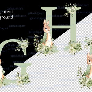 Peter Rabbit Sage Green Alphabet Clipart: Set of 26 Individual Letters ...