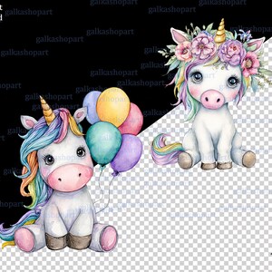 Cute Unicorn Clipart PNG Set: Pastel Rainbow Baby Unicorns With ...