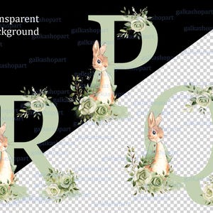 Peter Rabbit Sage Green Alphabet Clipart: Set of 26 Individual Letters ...