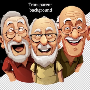 Funny Old man 12 PNG Clipart: Old Aged People, Watercolor Happy men, Cute cartoon grandfather, Gift for Grandpa, Elderly Clip Art set image 5