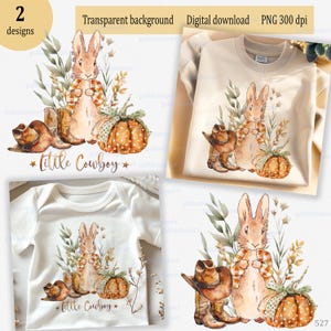 Little Cowboy Peter Rabbit in geruit jasje met laarzen, hoed en pompoen, western kid boy, png-sublimatieontwerp, plattelandsleven clipart