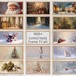 Vintage Christmas Frame TV Art Bundle: 100+ Holiday Digital Paintings for Samsung Frame TV; Cozy Winter Fireplace Decor