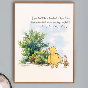 Impresión clásica de Winnie the Pooh, arte de pared para dormitorio infantil y de guardería, sala de juegos de género neutro, decoración de habitación imprimible atemporal, decoración para fiesta de cumpleaños