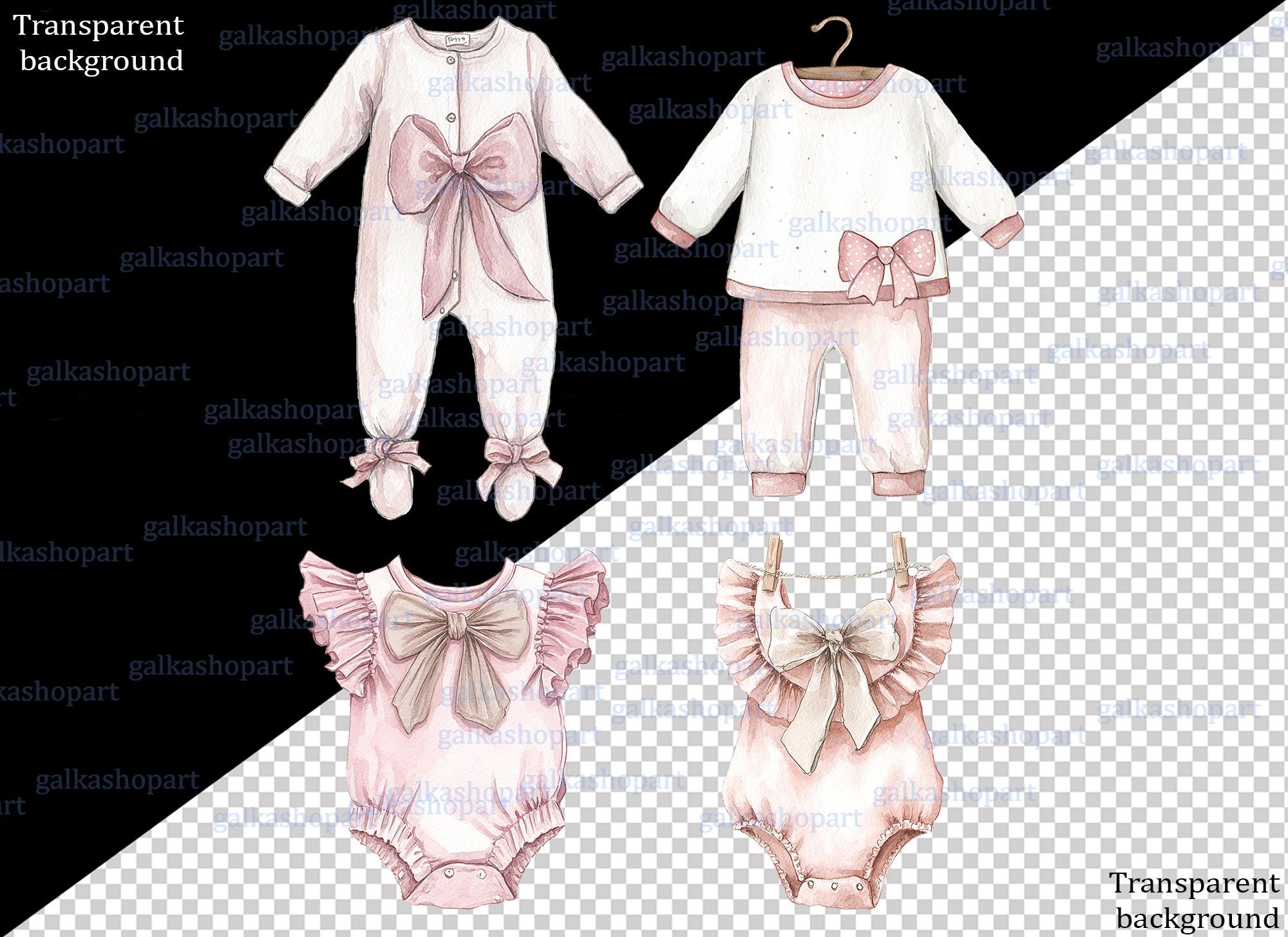 Pink Baby Girl Clipart Set: Watercolor Nursery Decor, Stroller, Toys ...