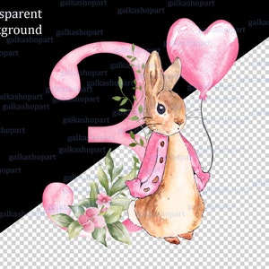 Peter Rabbit 1st 2nd 3rd Birthday Balloon & Greenery: PNG Clipart on ...