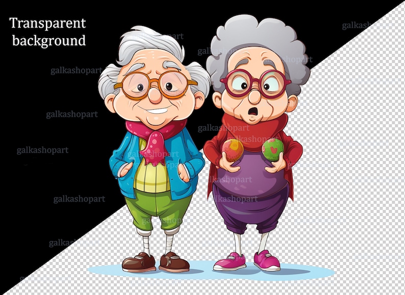 Funny Grandma Clipart Bundle PNG: Cute Senior Lady Characters, Colorful ...