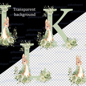 Peter Rabbit Sage Green Alphabet Clipart: Set of 26 Individual Letters ...