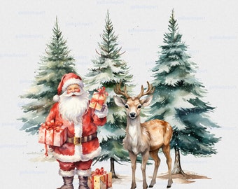 サンタとツリー　絵画 ジャパニーズ・サンタクロース | 日本玩具博物館