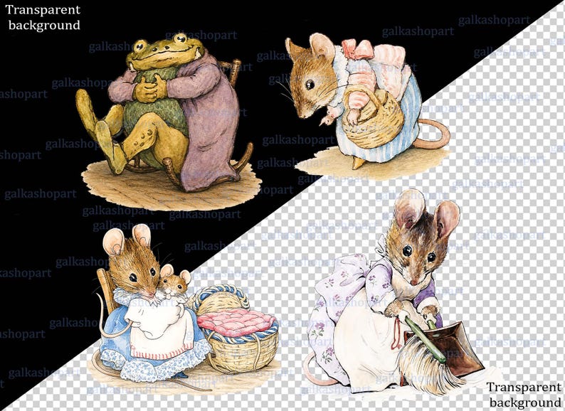 Peter Rabbit & Friends Clipart: 39 Vintage Bunny Pngs, Beatrix Potter ...