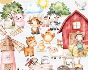 Farm Animal Pink Tractor PNG Cow Pig Chicken PNG Farm Tractor Animals ...