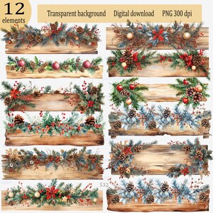 Bordure de Noël bordée d'une planche clipart Design hivernal avec cadre Illustration aquarelle Décoration imprimable pour décoration de Noël familiale personnalisée