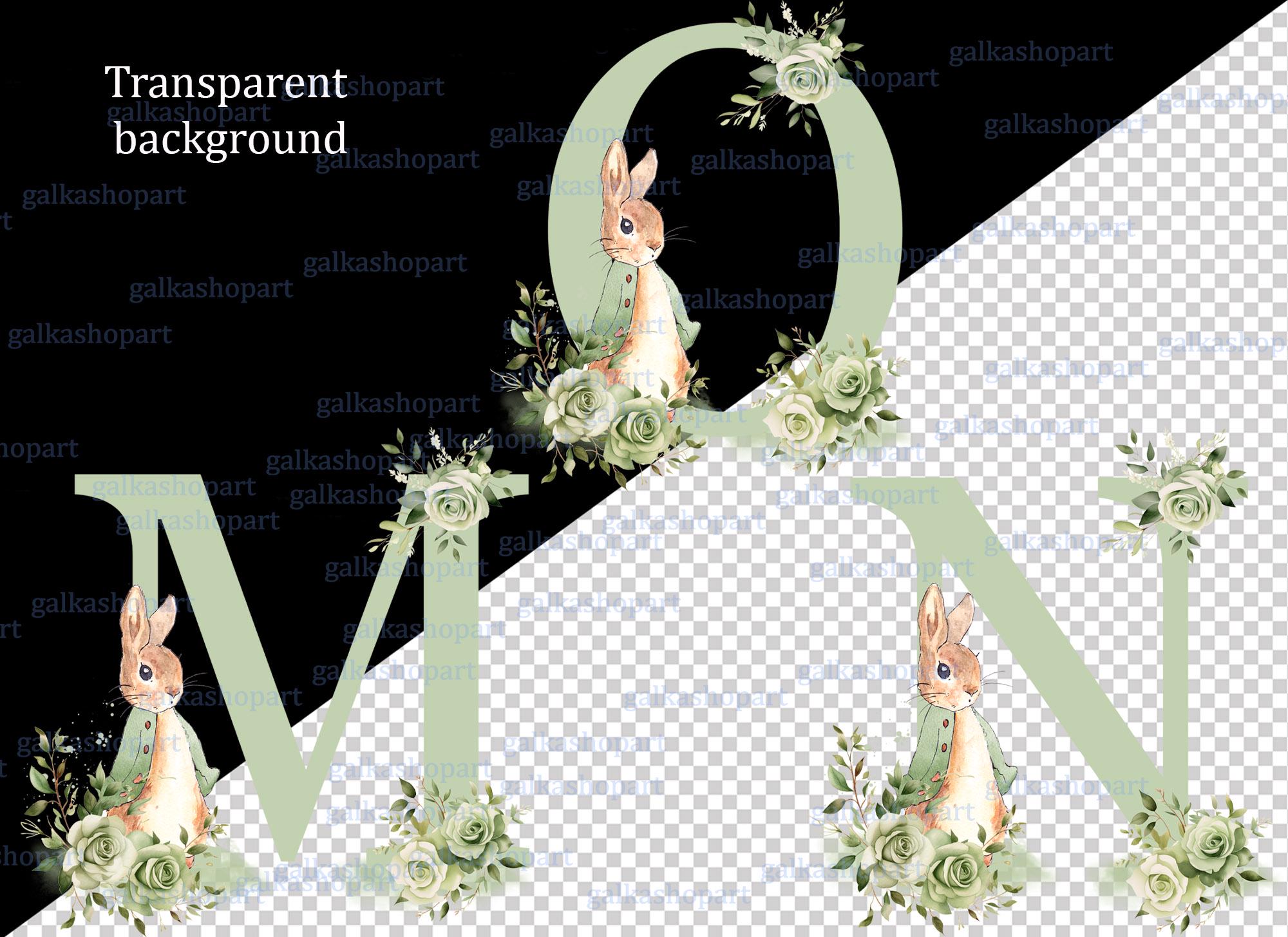 Peter Rabbit Sage Green Alphabet Clipart: Set of 26 Individual Letters ...