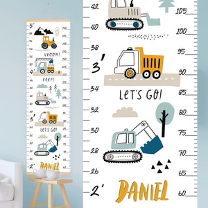 Transport Messlatte, Messlatte für Babys, personalisierte Babyparty oder Geburtstagsgeschenk, Messlatte für Kinder, Junge Kinderzimmer Dekor, Baufahrzeug