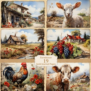 Kit per diario rustico: pagine stampabili in stile country vintage, carta Ranch, elementi di scrapbooking retrò, foglio di collage digitale