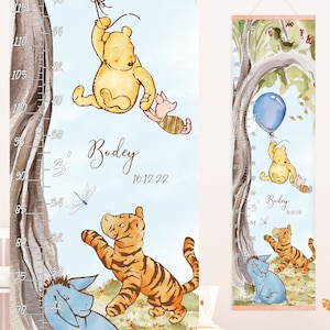 Entzückende und personalisierte klassische Winnie Pooh Wachstumstabelle - Vervollkommnen Sie für das Kinderzimmer oder Kinderzimmer Ihres Babys, um ihren Größen-Fortschritt zu verfolgen