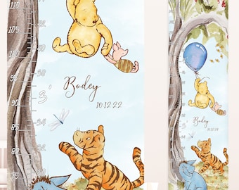Adorable and Personalized Classic Winnie the Pooh Growth Chart - Perfect for Your Baby's Nursery or Kids Room to Track Their Height Progress
