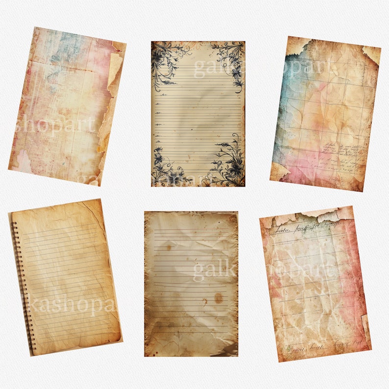 Printable Blank Lined Junk Journal Pages: 26 Digital Vintage Basic ...