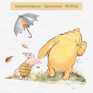 Winnie l'ourson et porcelet PNG Clipart - baby shower et décoration d'anniversaire, ours intemporel de livre de contes, art mural pour chambre d'enfant sans distinction de sexe