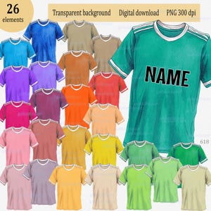 Disegno png per la personalizzazione tramite sublimazione di magliette da calcio; aggiungi il tuo nome; abbigliamento da calcio; clipart ad acquerello per progetti a tema sportivo