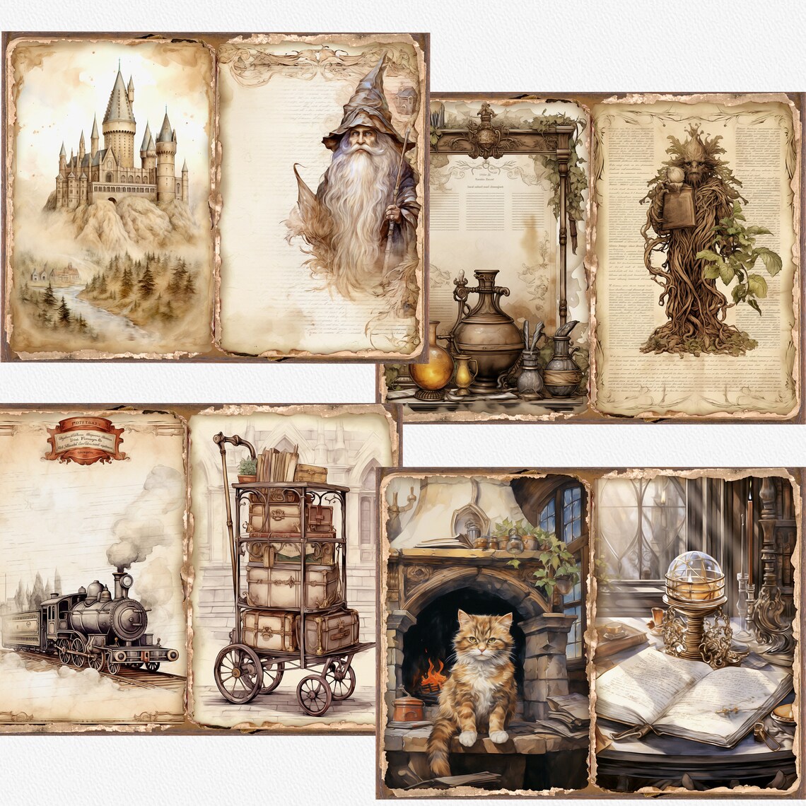 Wizarding School Junk Journal Kit, 26 Printable Pages of Magic, Wizard ...