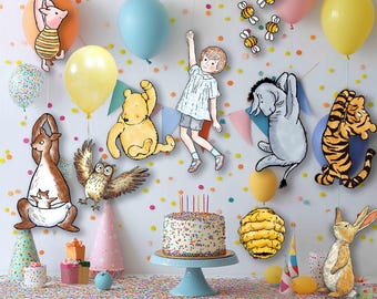 Hanging characters of Classic Winnie the Pooh and friends double sided, DIY cutout die, Cut prop for Baby Shower & Birthday party
