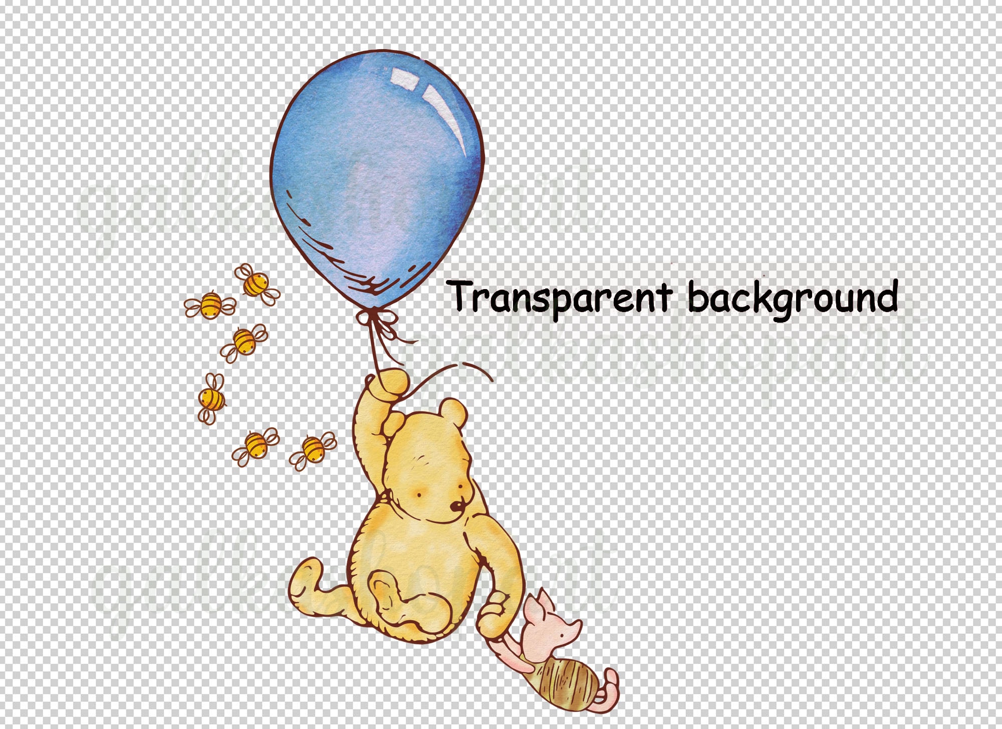 Classic Winnie the Pooh With Piglet on Ballon Sublimation Etsy UK