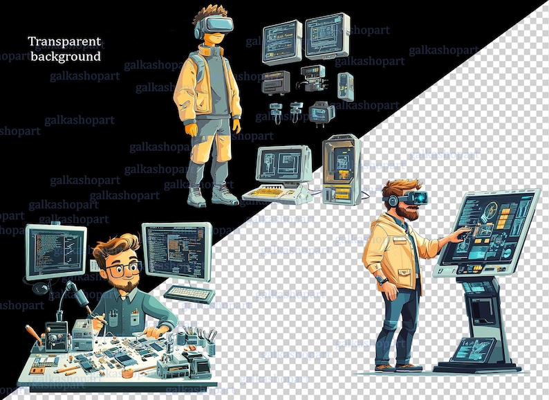 Computer Engineer Characters Clipart PNG, Humorous Cartoon Image ...