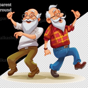 Funny Old man 12 PNG Clipart: Old Aged People, Watercolor Happy men, Cute cartoon grandfather, Gift for Grandpa, Elderly Clip Art set image 4