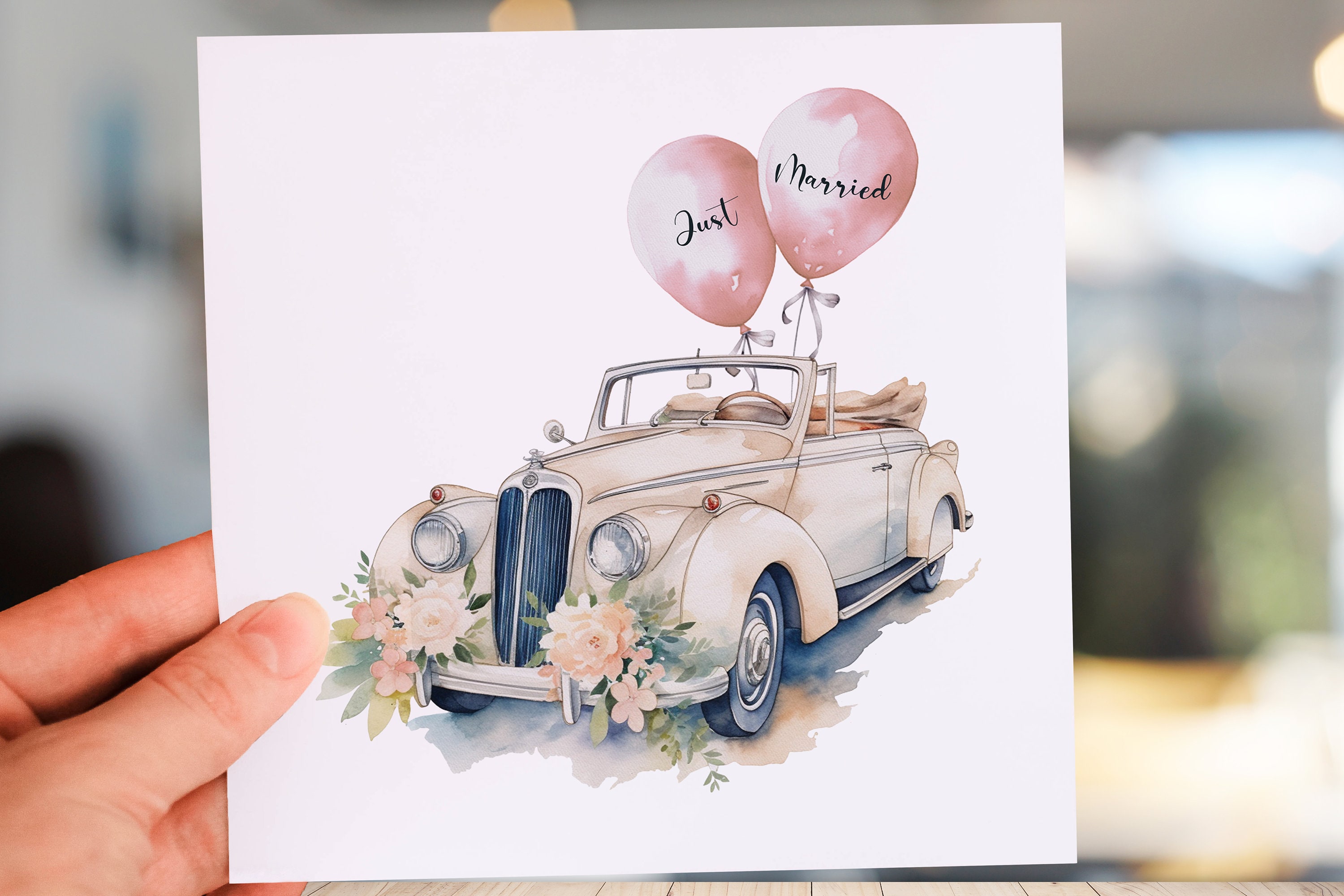 Just Married PNG, Just Married Car Prints, Mr & Mrs Watercolour